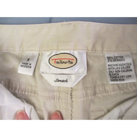 TALBOT'S CREAM BEIGE CROP PANTS STRETCH SIZE 8 - Picture 4 of 4
